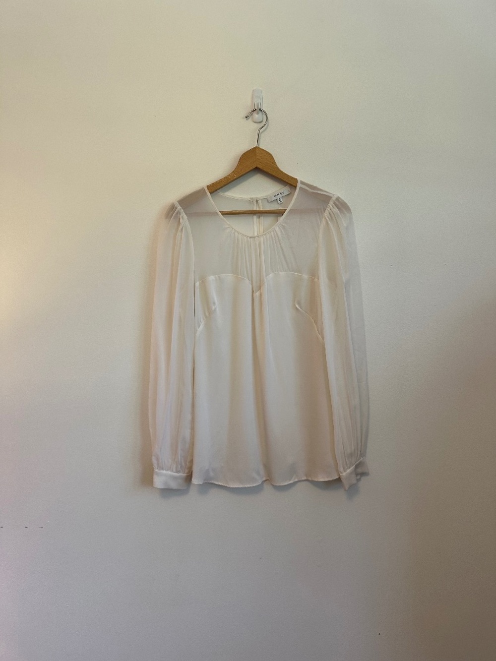 Milly Silk Blouse with Buttons On The Side in Ivory | Size 8